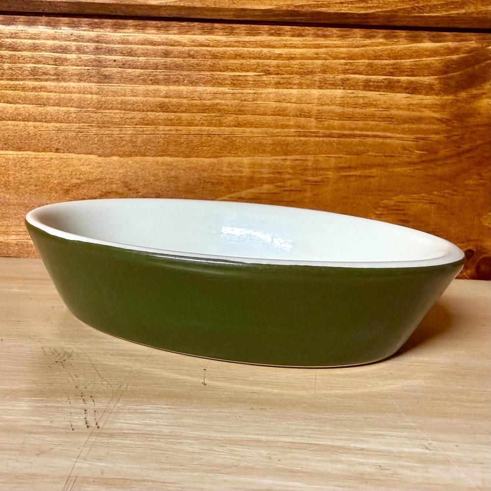 Vtg Hall 550 Pottery Oval Baking Au Gratin Casserole DishGreen 6-1/4"